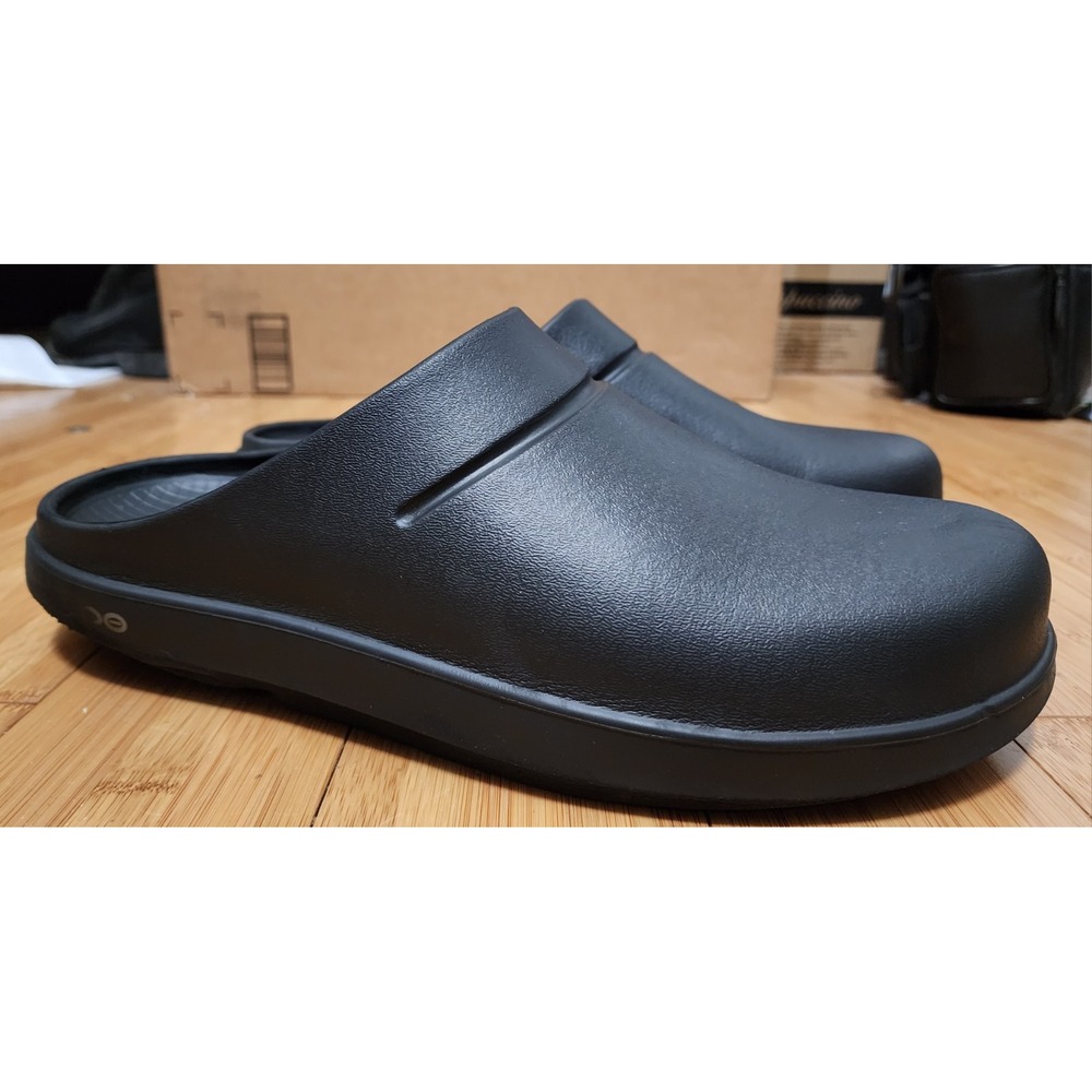 Oofos OOcloog Mens 13 Womens 15 Black Recovery Clog Slip On Shoes Casual Comfort